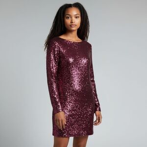 NWT Express sequin dress Sz Medium Shoulder Pads Lined Cocktail Holiday Party